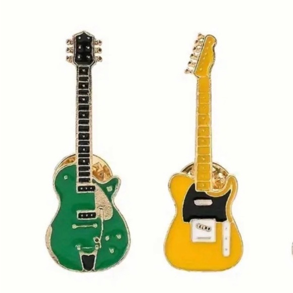 Fashion guitars set of 2 enamel pins for backpacks or jackets - Picture 1 of 2